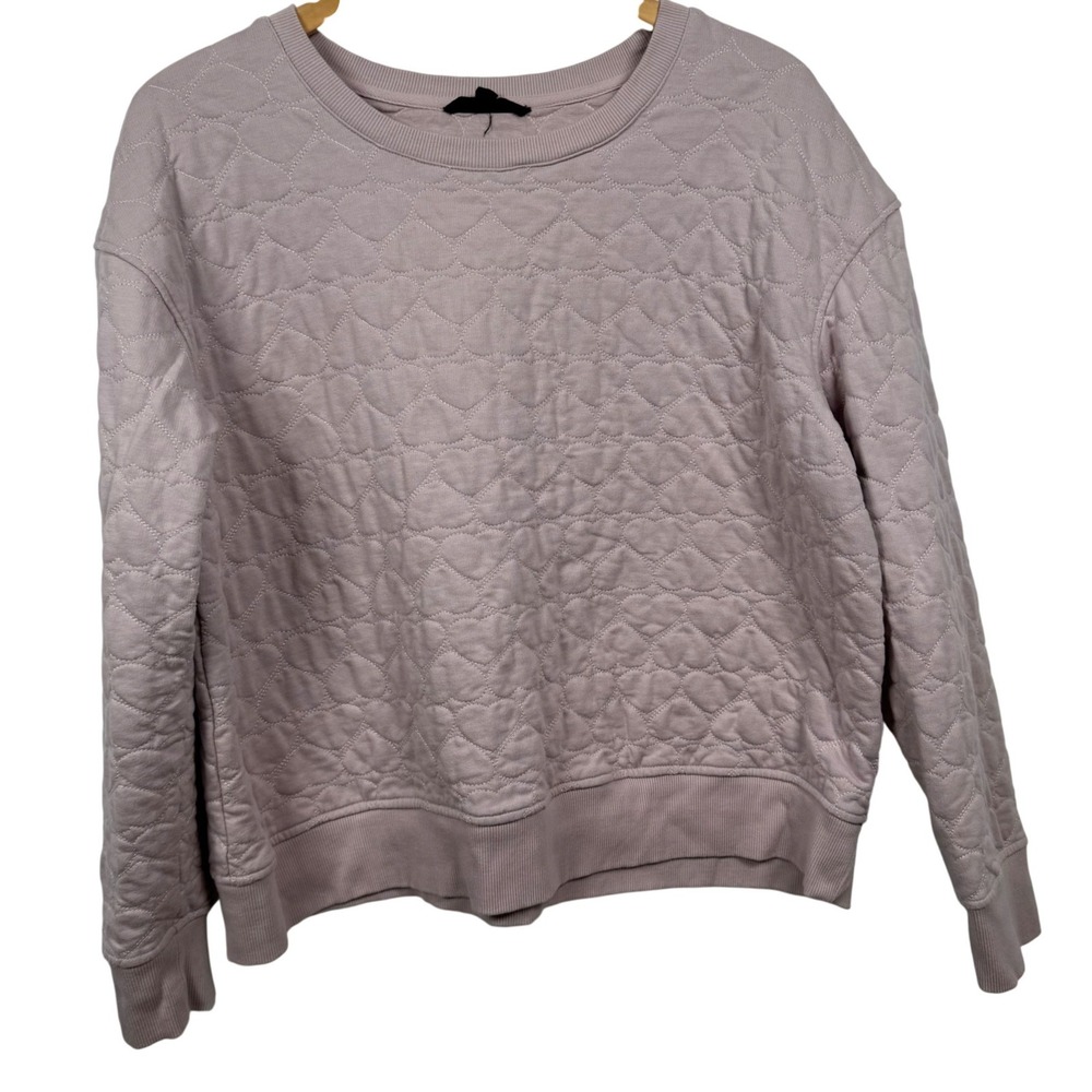 Jane Delancey Women L‎ Mauve Pink Heart Quilted Pullover Sweatshirt Girly Pastel